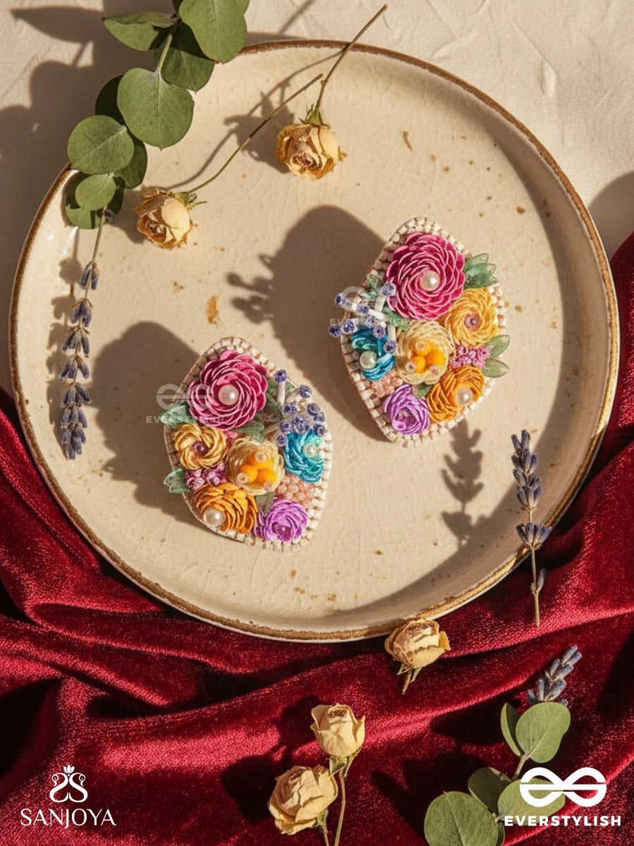 Vasantika- The Spring Bloom - Sequins,Pearls And Resham Embroidered Earrings (Multicolor)