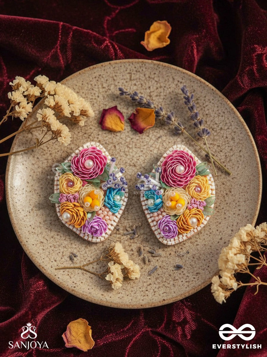 Vasantika- The Spring Bloom - Sequins,Pearls And Resham Embroidered Earrings (Multicolor)