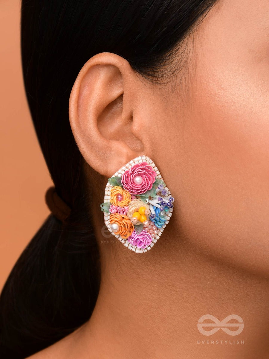 Vasantika- The Spring Bloom - Sequins,Pearls And Resham Embroidered Earrings (Multicolor)