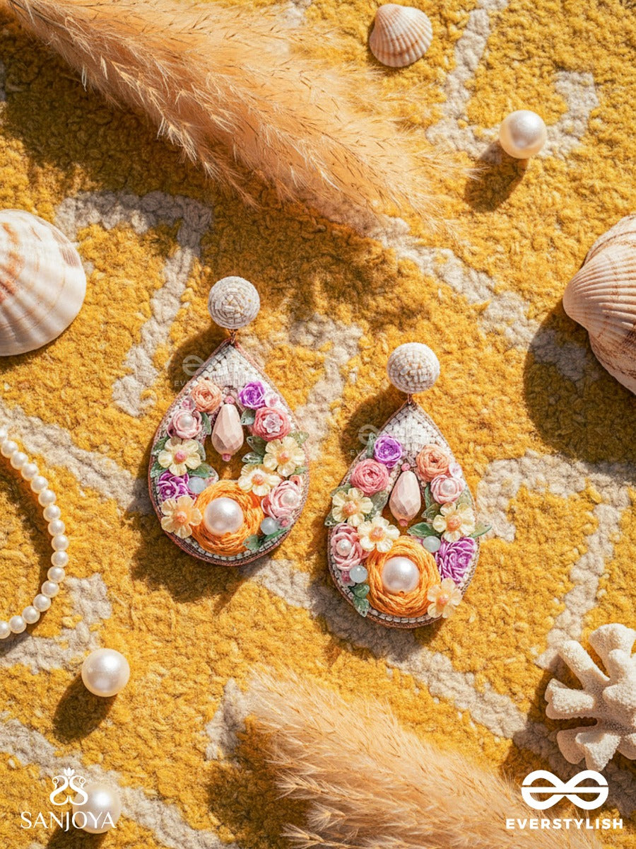 Anahata - The Harmonious Elegance - Sequins, Cutdana And Resham Hand Embroidered Earrings
