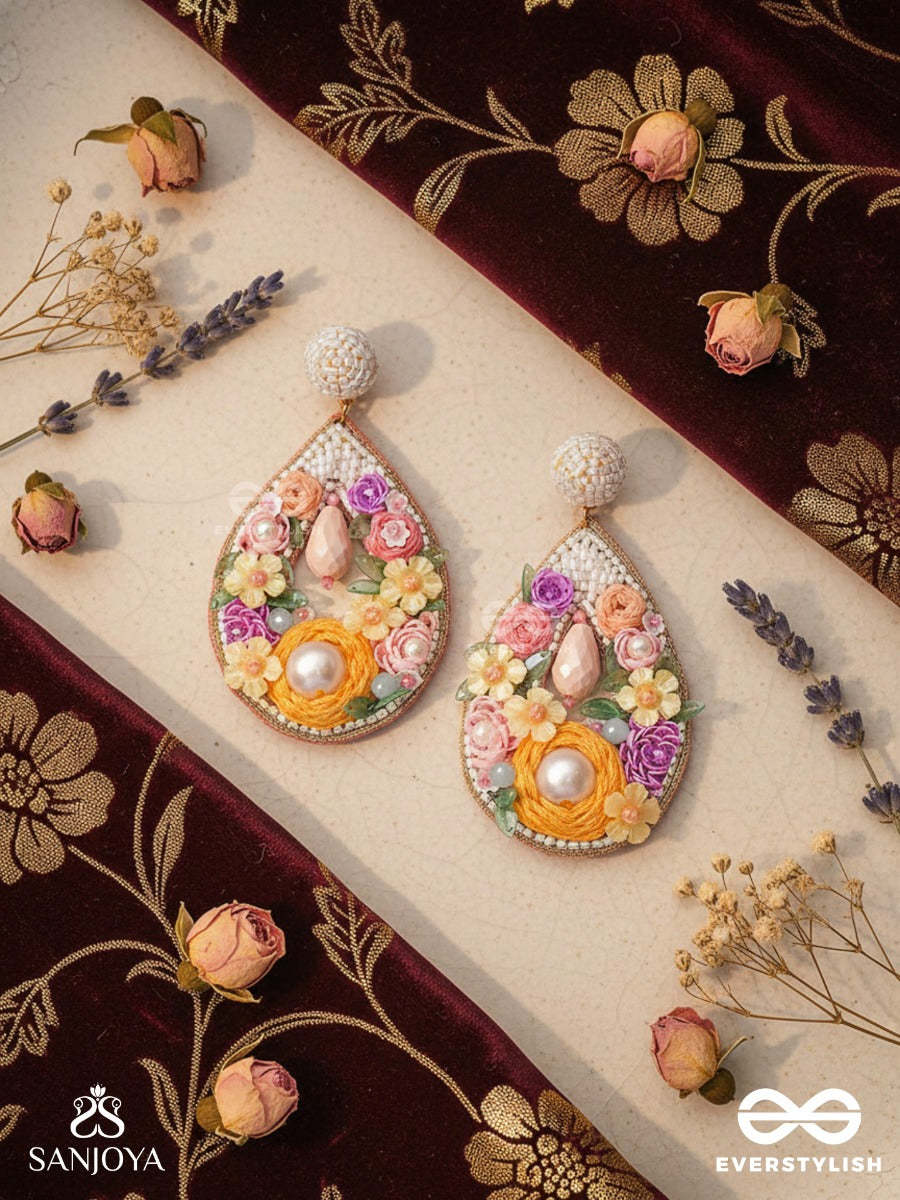 Anahata - The Harmonious Elegance - Sequins, Cutdana And Resham Hand Embroidered Earrings