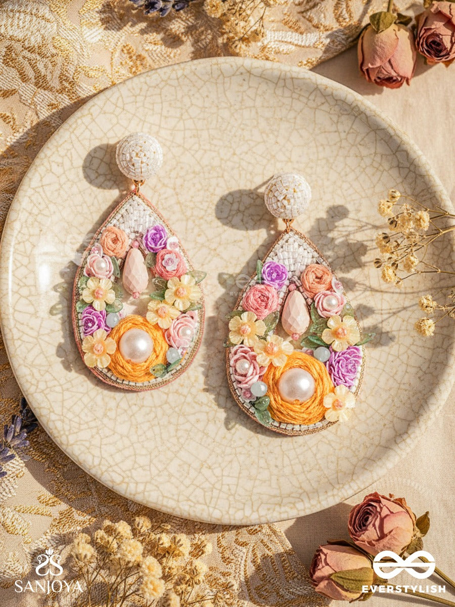 Anahata - The Harmonious Elegance - Sequins, Cutdana And Resham Hand Embroidered Earrings