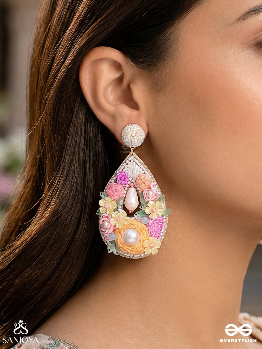 Anahata - The Harmonious Elegance - Sequins, Cutdana And Resham Hand Embroidered Earrings