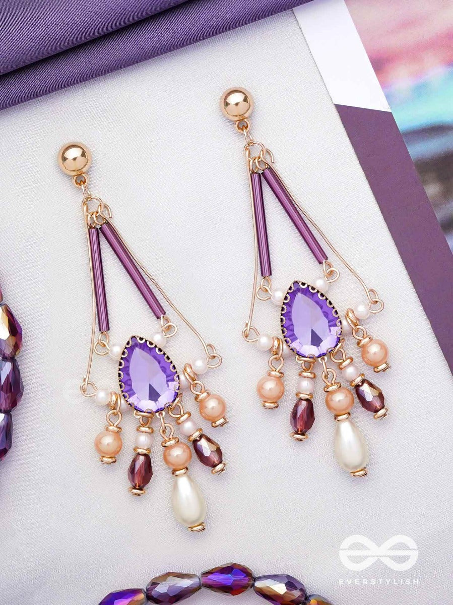 The Passionate Purple - Embellished Drop Earrings