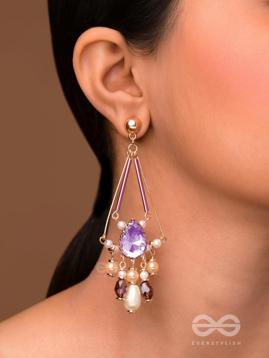The Passionate Purple - Embellished Drop Earrings