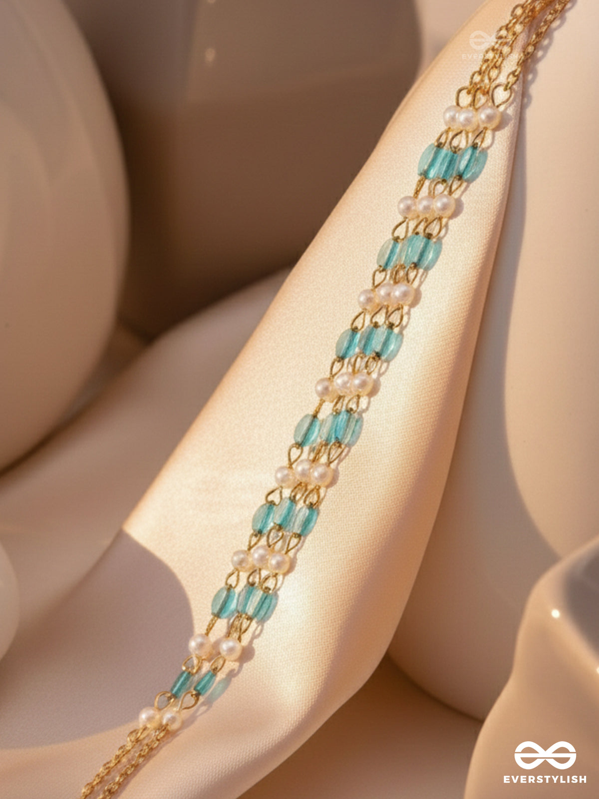 The Aquamarine Delight - Elegant Multilayered Bracelet