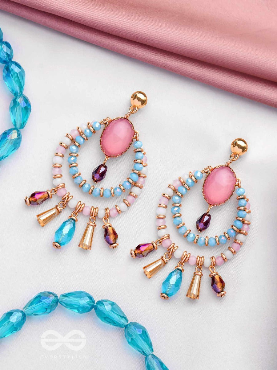 Lustrous Sky Circles - Golden Drop Earrings