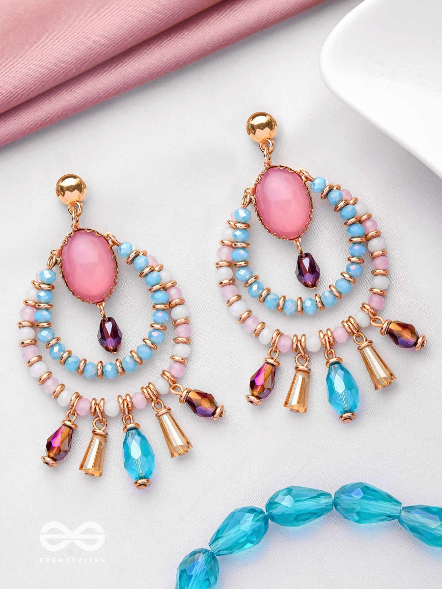 Lustrous Sky Circles - Golden Drop Earrings