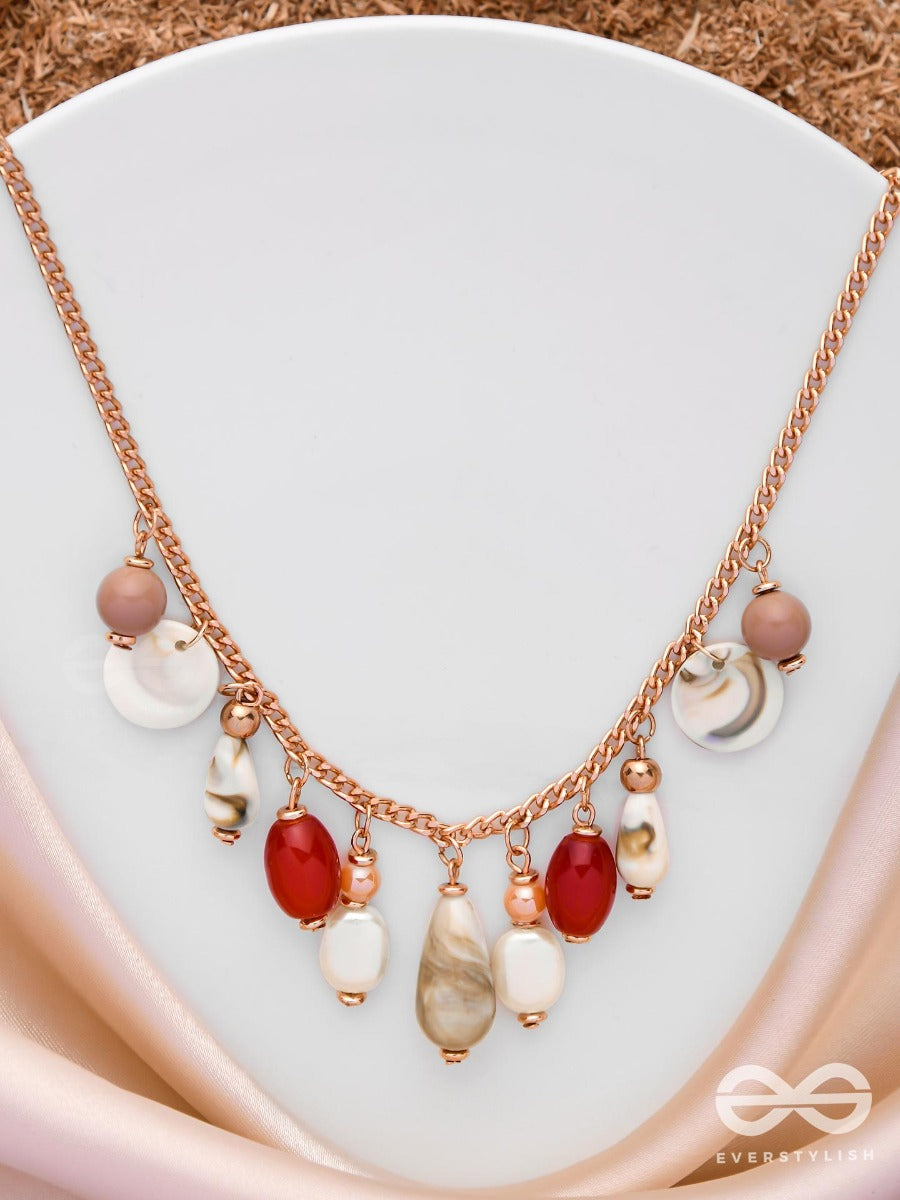 The Scarlet Waves - Statement Golden Sandstone Neckpiece With Anti-Tarnish Coating