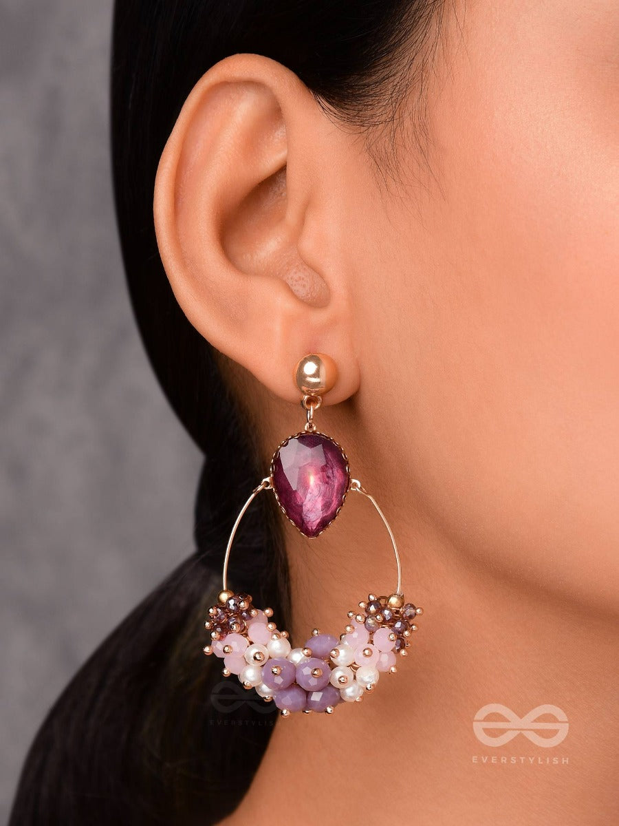 It's Purple's Magic - Glamorous Beaded Earrings