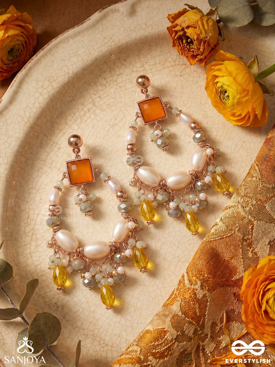 Vibhaati - The Minty Sparklers - Statement Gold And Green Embellished Crystal Chandelier Earrings
