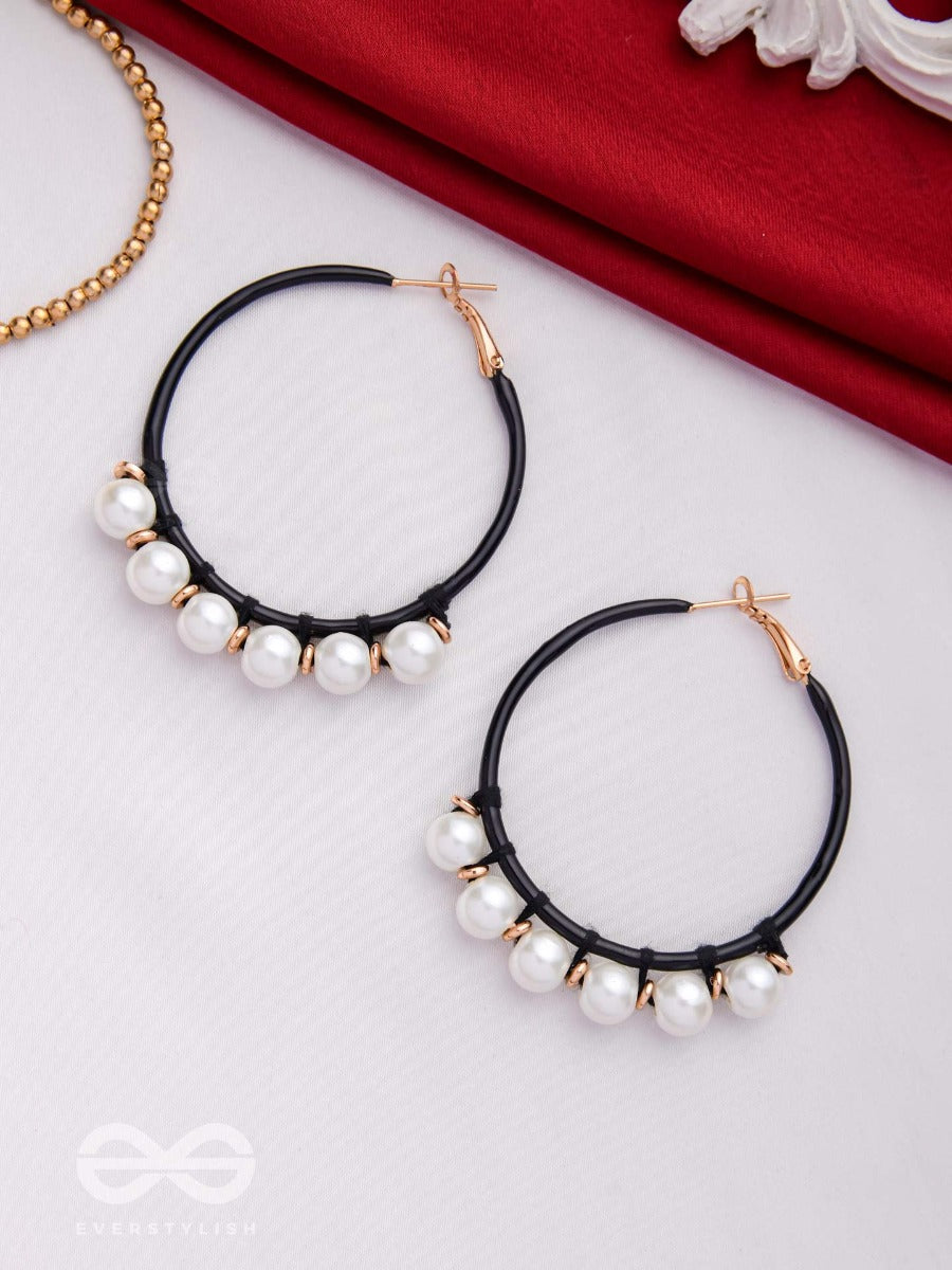 Sleek And Chic Circles - Pearl Hoop Earrings