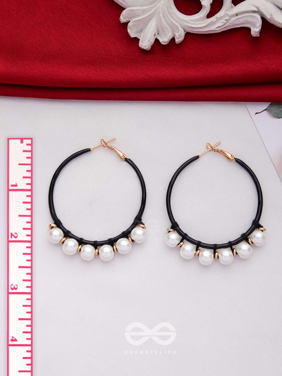 Sleek And Chic Circles - Pearl Hoop Earrings