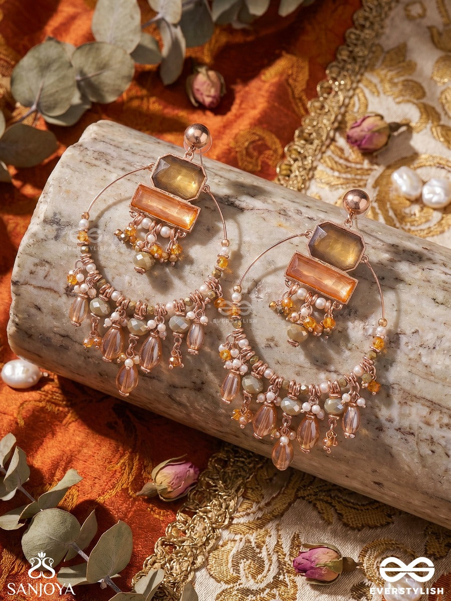 Abhivivas - The Shining Beauties - Statement Golden Embellished Crystal Chandelier Earrings