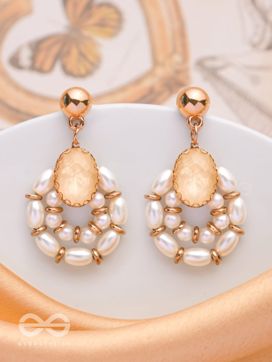 The Ivory Elegance - Elegant Drop Earrings (Golden)