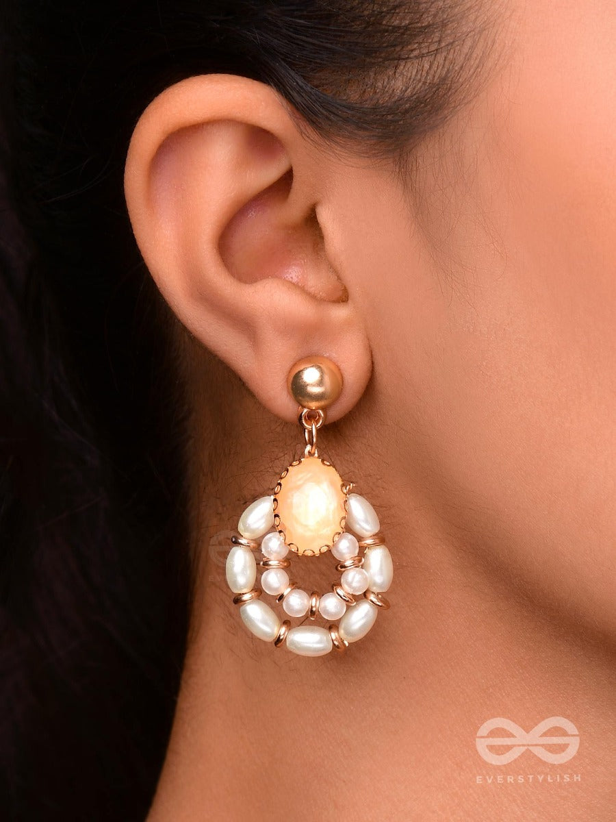 The Ivory Elegance - Elegant Drop Earrings (Golden)