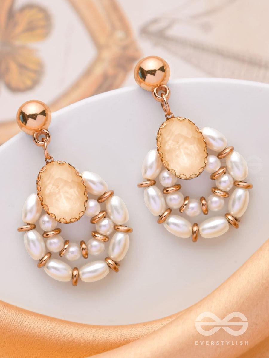 The Ivory Elegance - Elegant Drop Earrings (Golden)