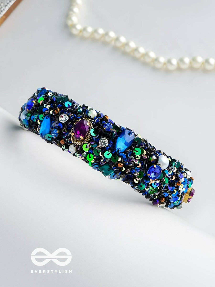 Hirak - The Radiant Splendor -Crystal Stones, Sequins And Pearls Multicolor Embroidered Hairband