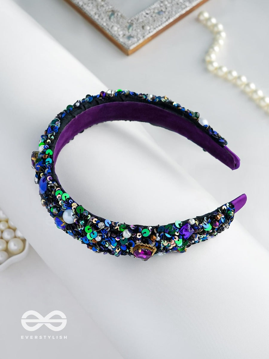 Hirak - The Radiant Splendor -Crystal Stones, Sequins And Pearls Multicolor Embroidered Hairband