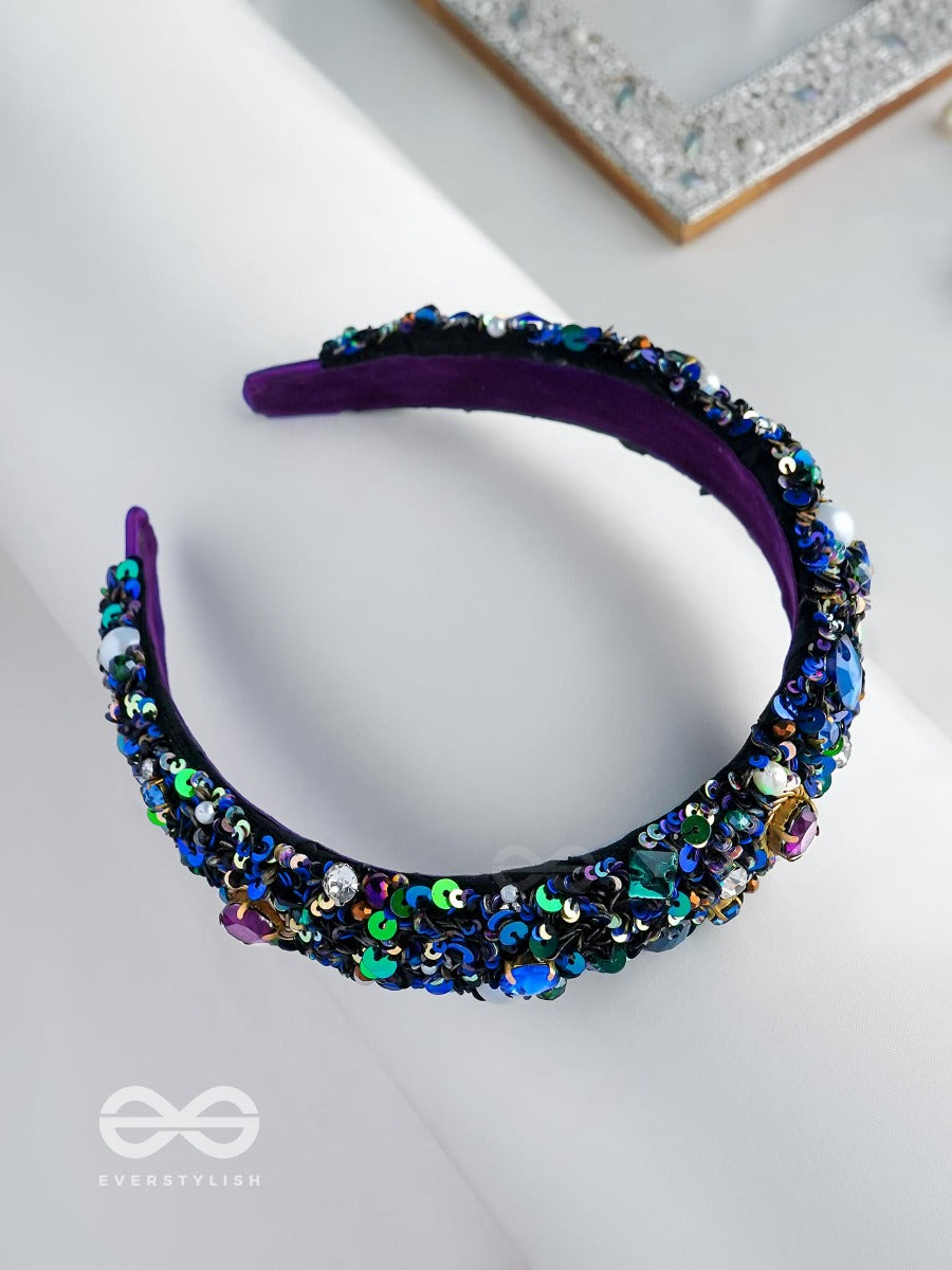 Hirak - The Radiant Splendor -Crystal Stones, Sequins And Pearls Multicolor Embroidered Hairband