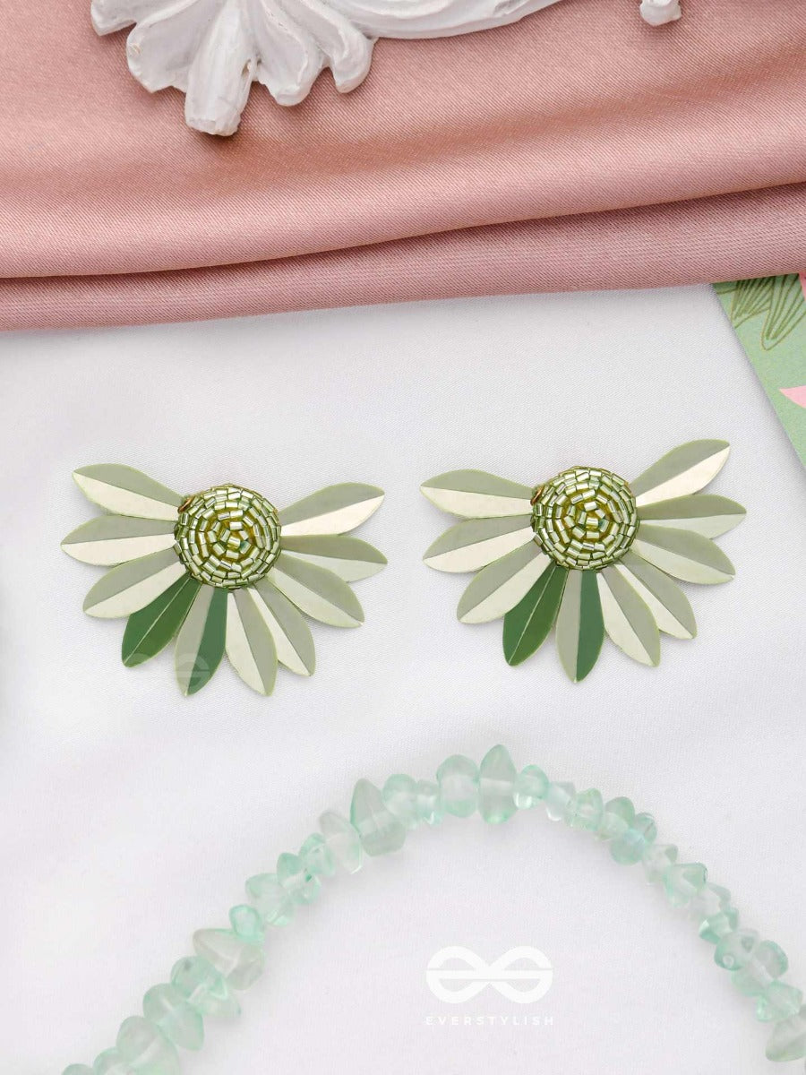 The Enchanted Ferns - Floral Stud Earrings (Green)