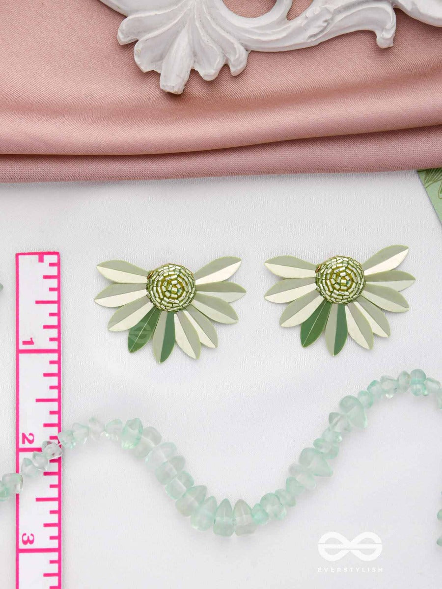 The Enchanted Ferns - Floral Stud Earrings (Green)