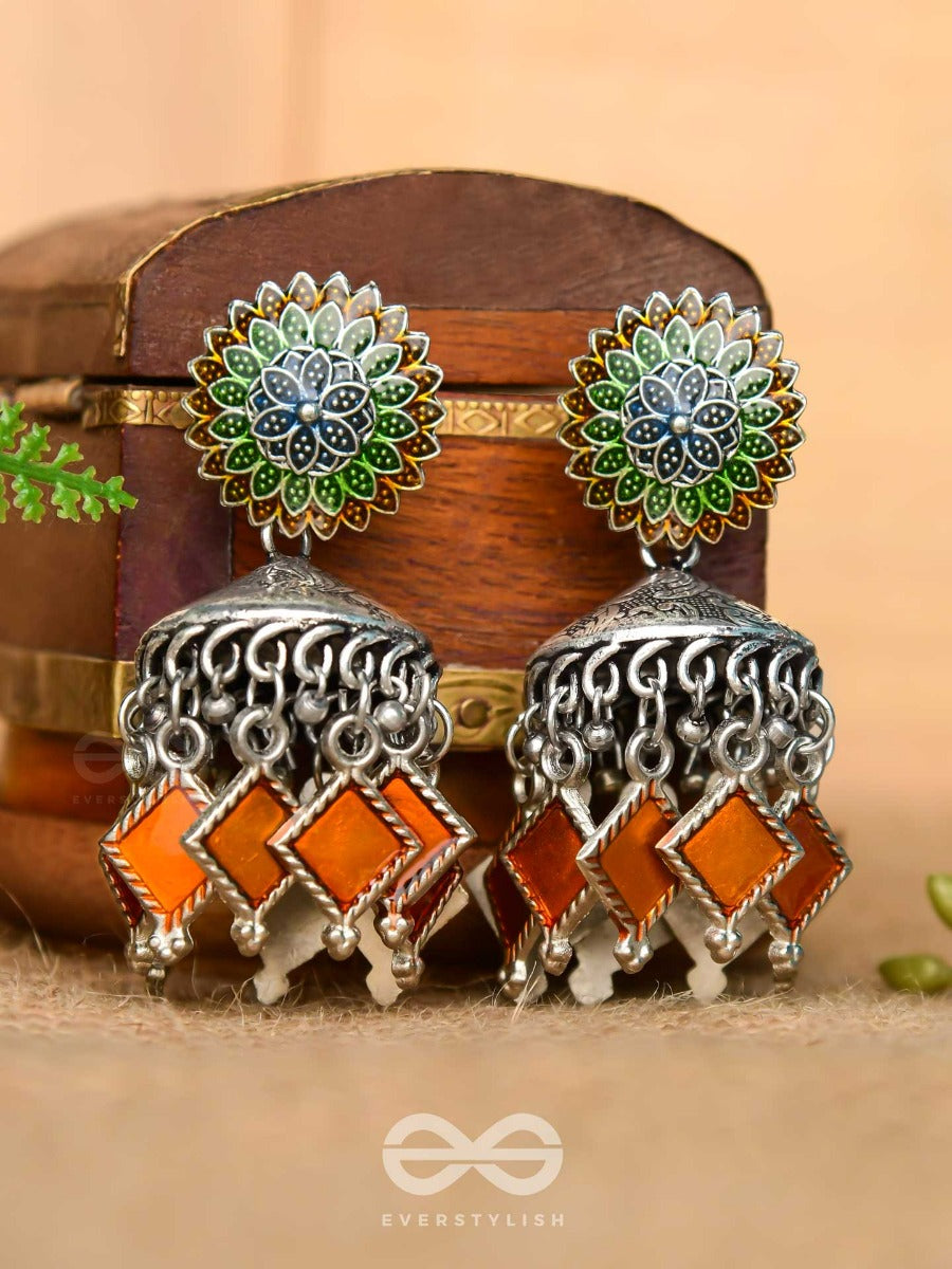 The Flaming Fusions- Embellished Oxidised Jhumki