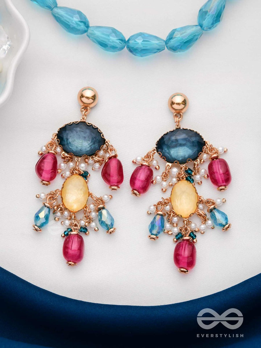 The Jazzberry Sparkles - Golden Embellished Earrings