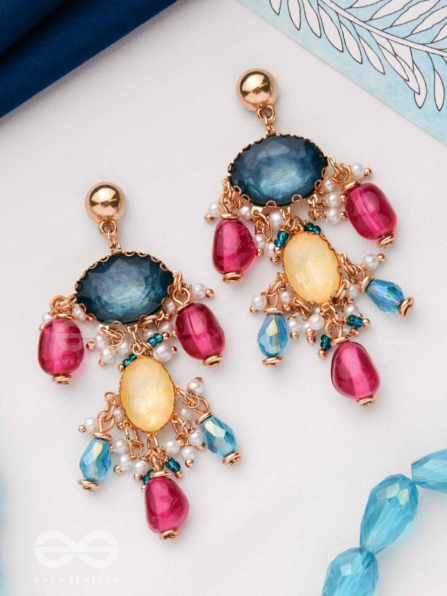The Jazzberry Sparkles - Golden Embellished Earrings