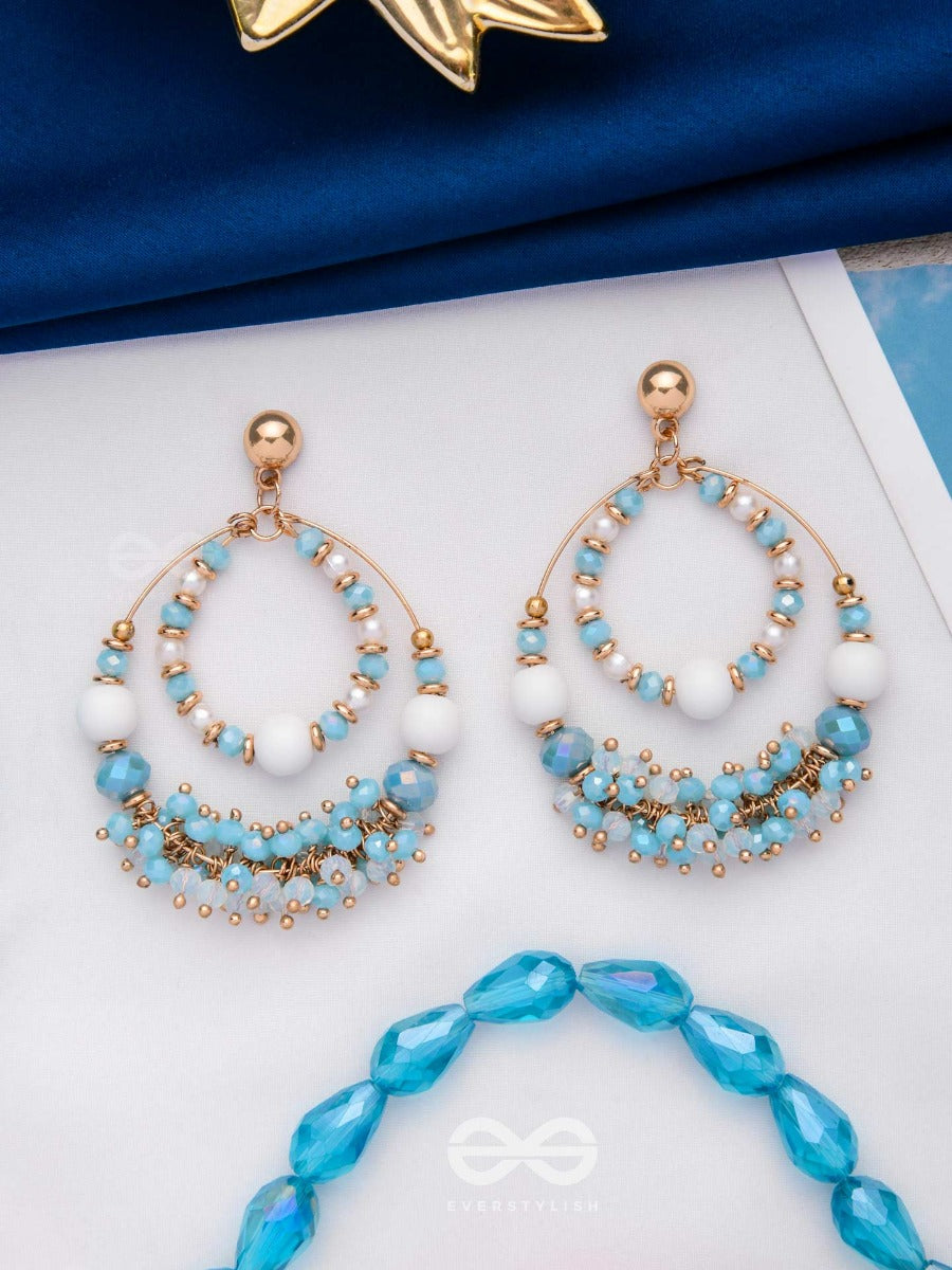 The Moonlit Shores - White And Blue Glass Bead Earrings