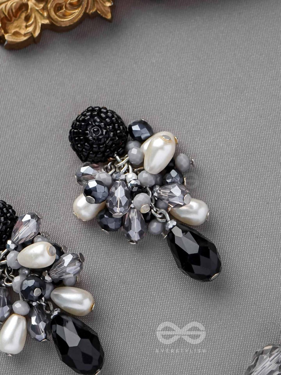 Escaping The Night- Black And Gray Drop Earrings