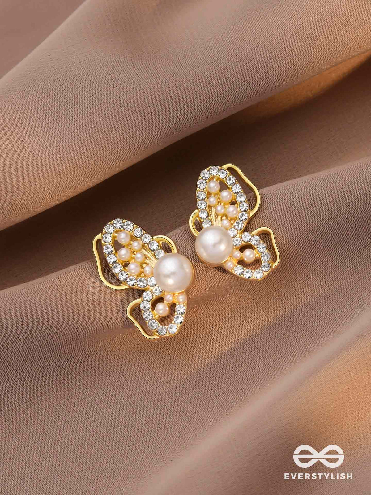 Spreading The Wings - Golden Pearl Studs