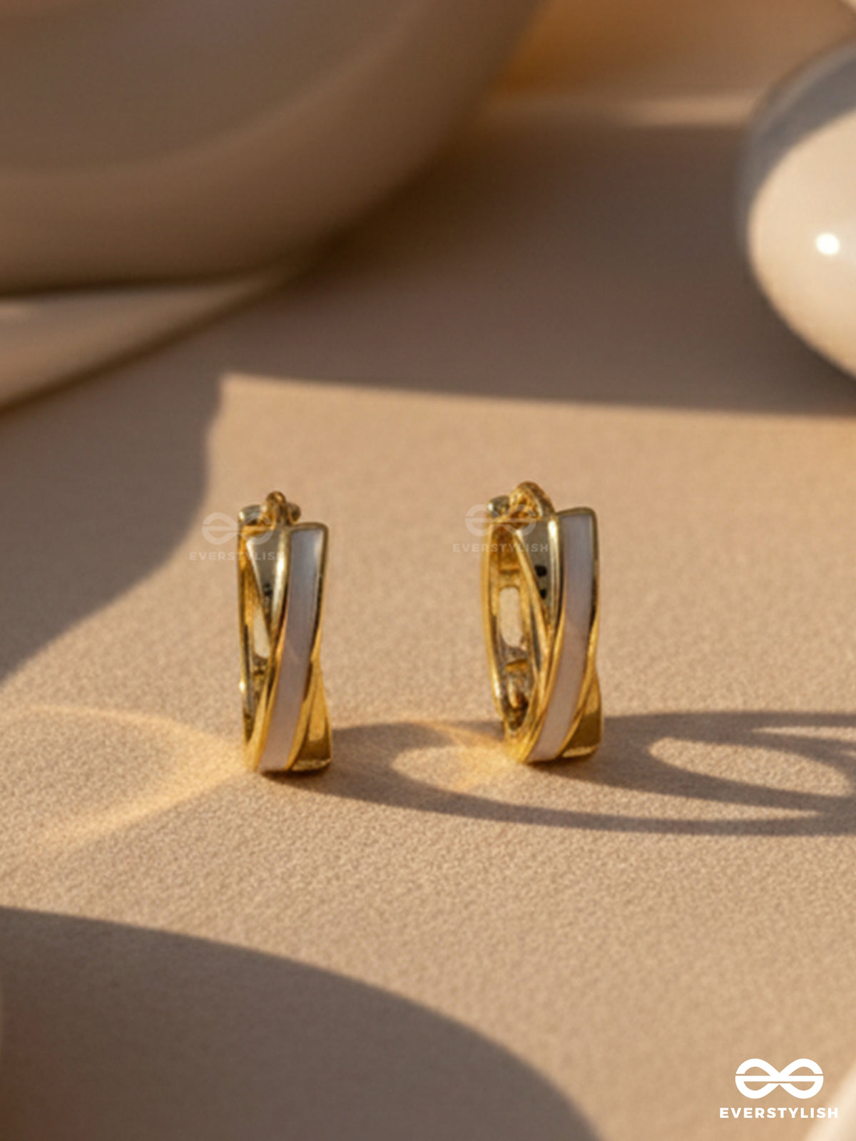 Mini Me - Golden Enamelled Earrings (White)