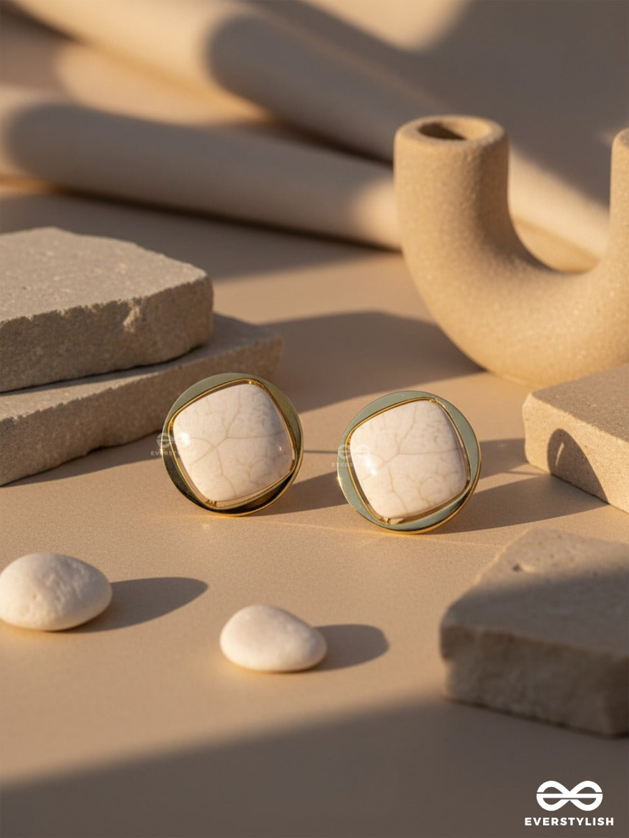 Ice To See You - Golden Enamelled Studs (White)