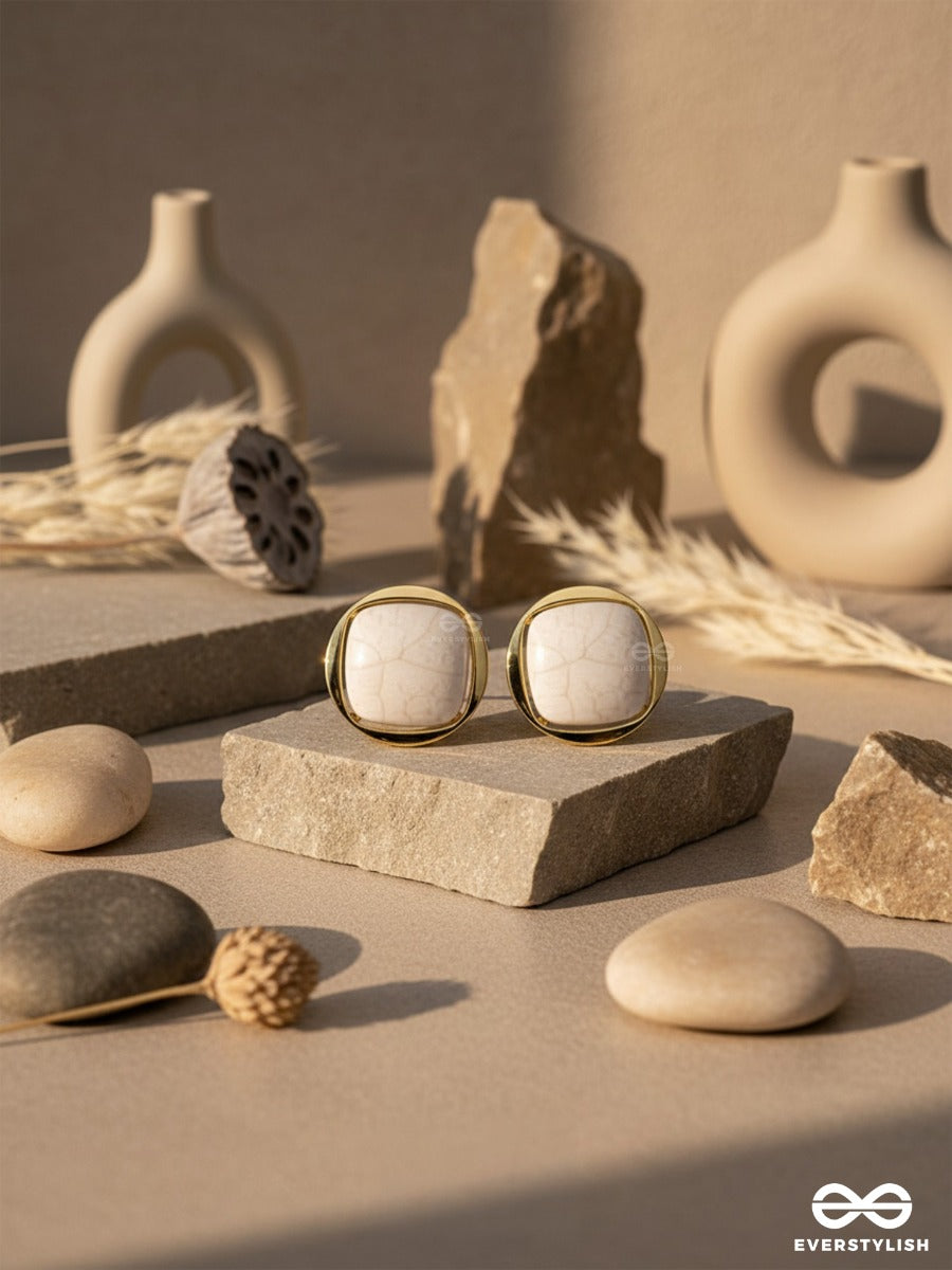 Ice To See You - Golden Enamelled Studs (White)