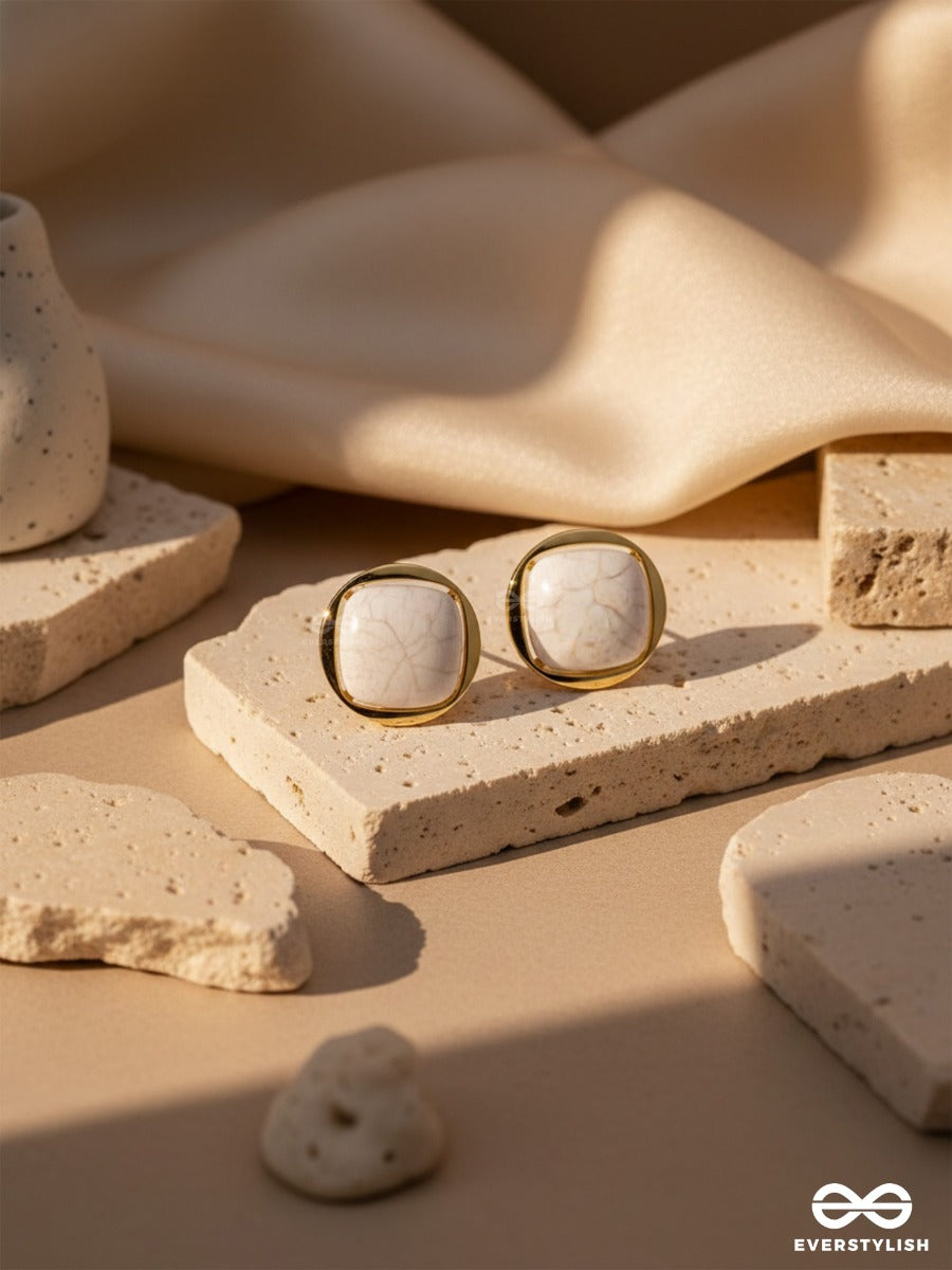 Ice To See You - Golden Enamelled Studs (White)