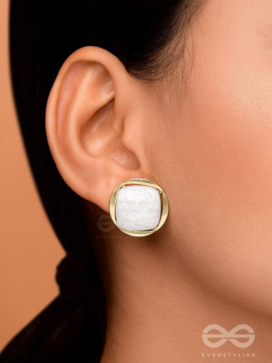 Ice To See You - Golden Enamelled Studs (White)