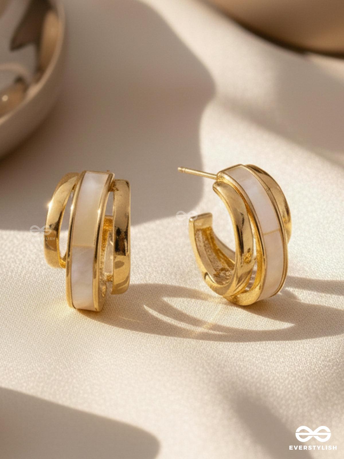 A Classy Dame - White Enamelled Golden Studs
