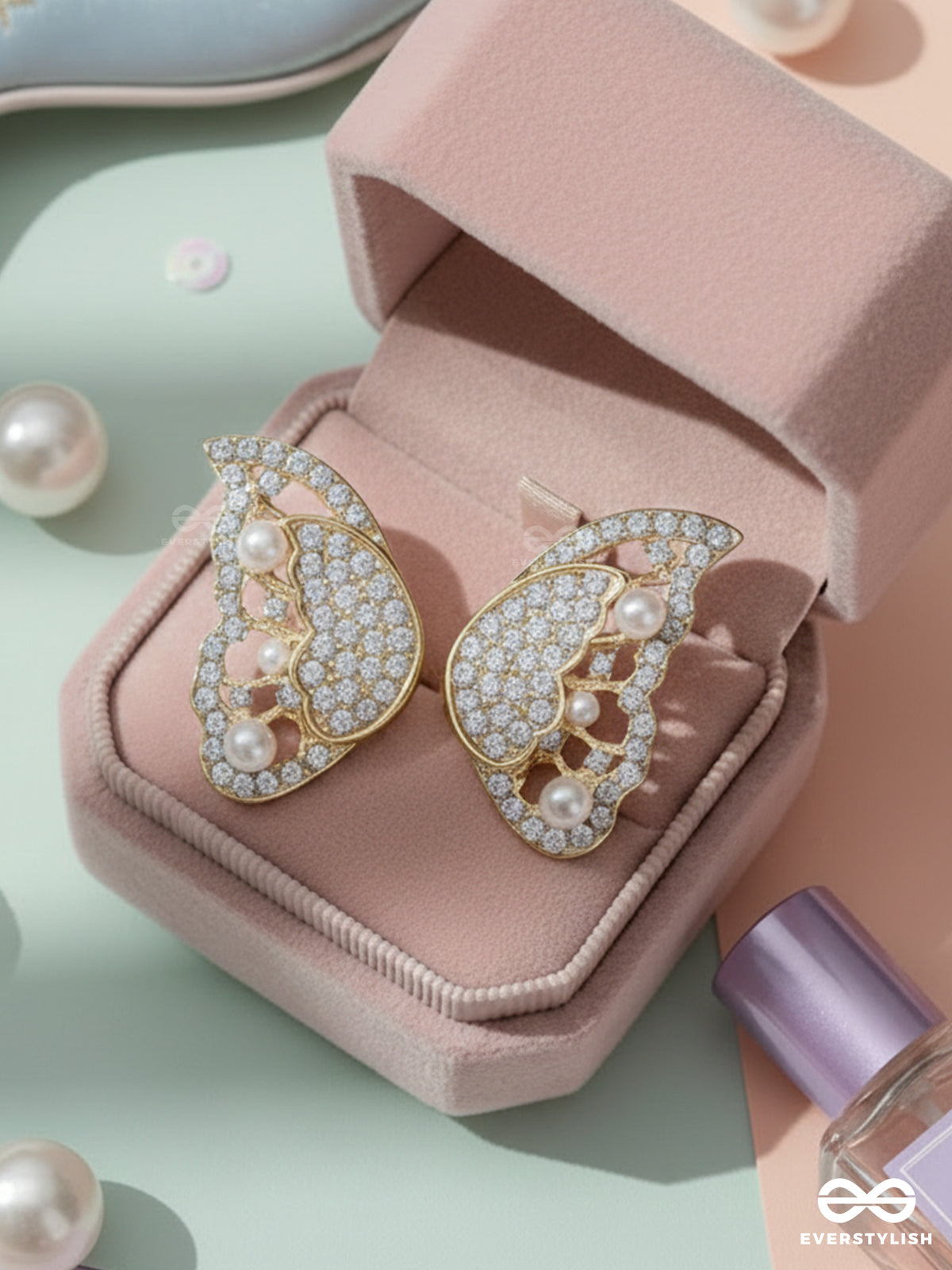Bit Of Butterfly Magic - Golden Pearl Studs