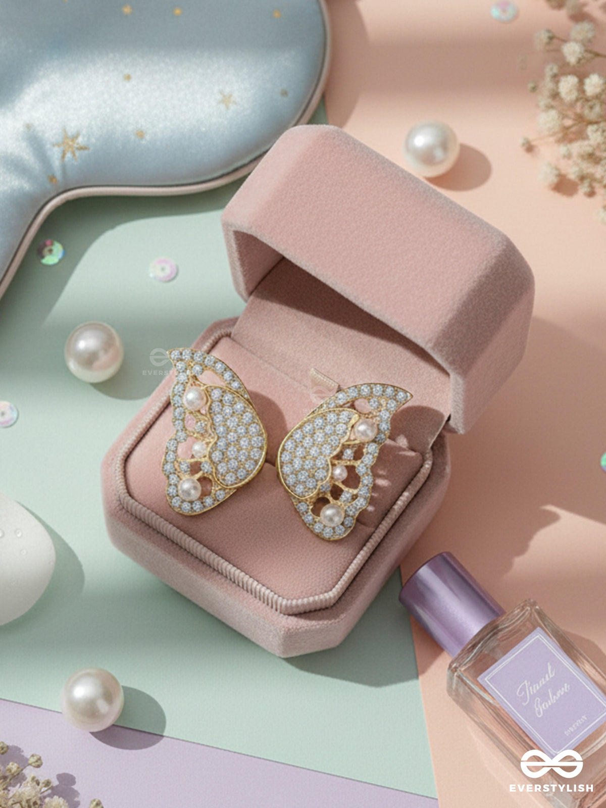 Bit Of Butterfly Magic - Golden Pearl Studs