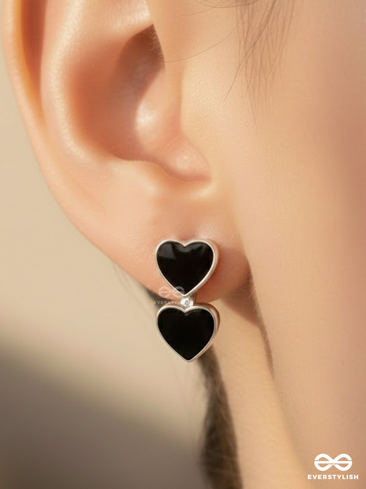 Flingin' Lovey-Dovey - Black Enamelled Silver Studs