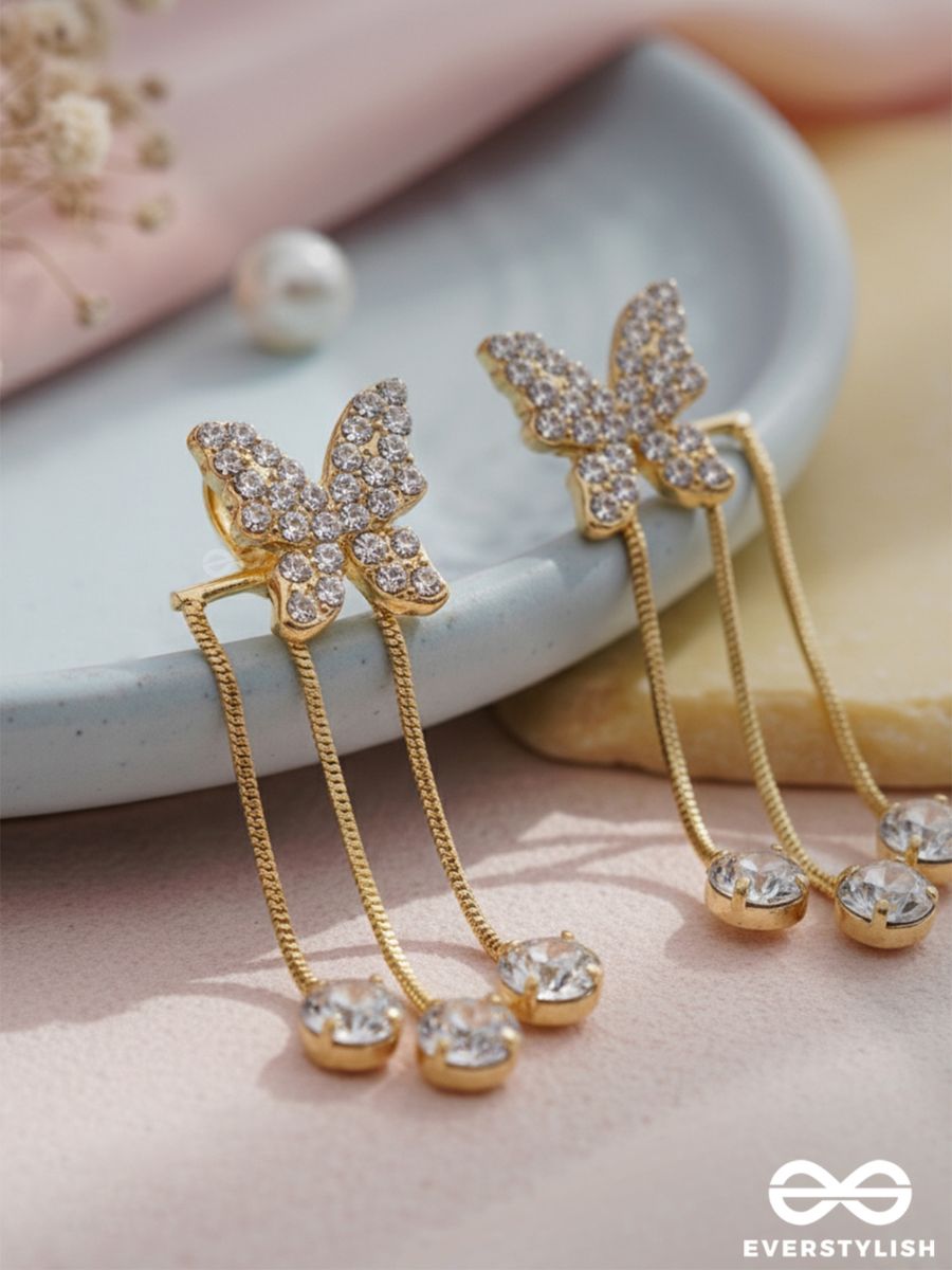 Been Winging It - Golden Sparkling Ear Jackets