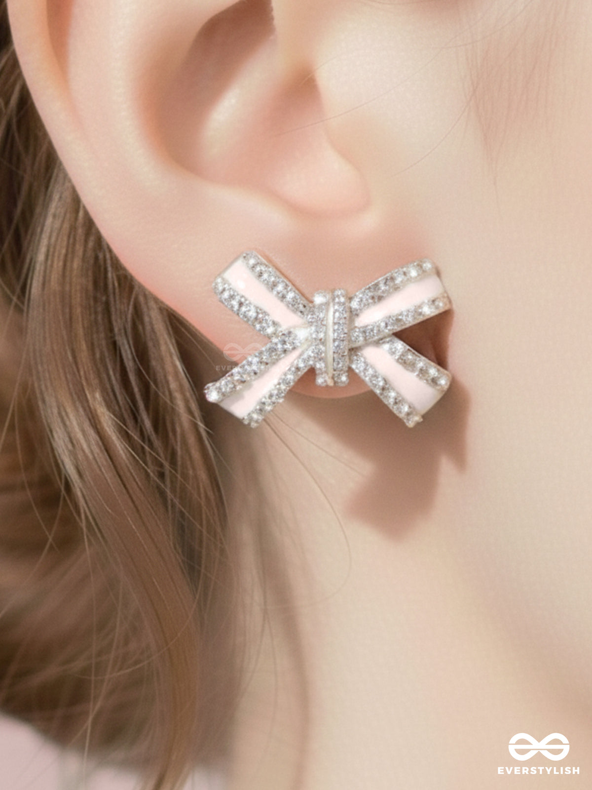 Knotty & Nice - Golden Enamelled Studs (White)