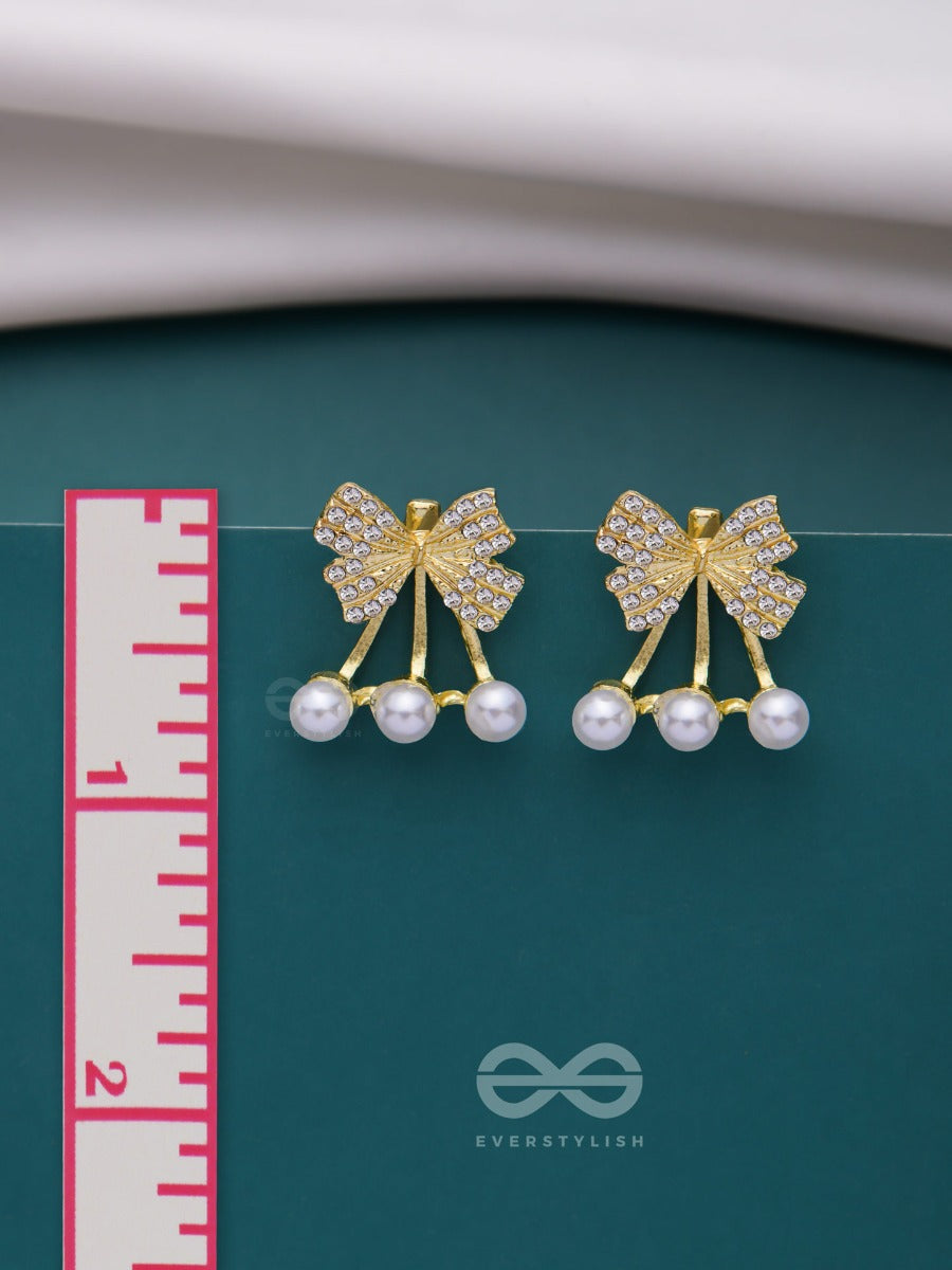 Hold My Bow - Golden Pearl Ear Jackets