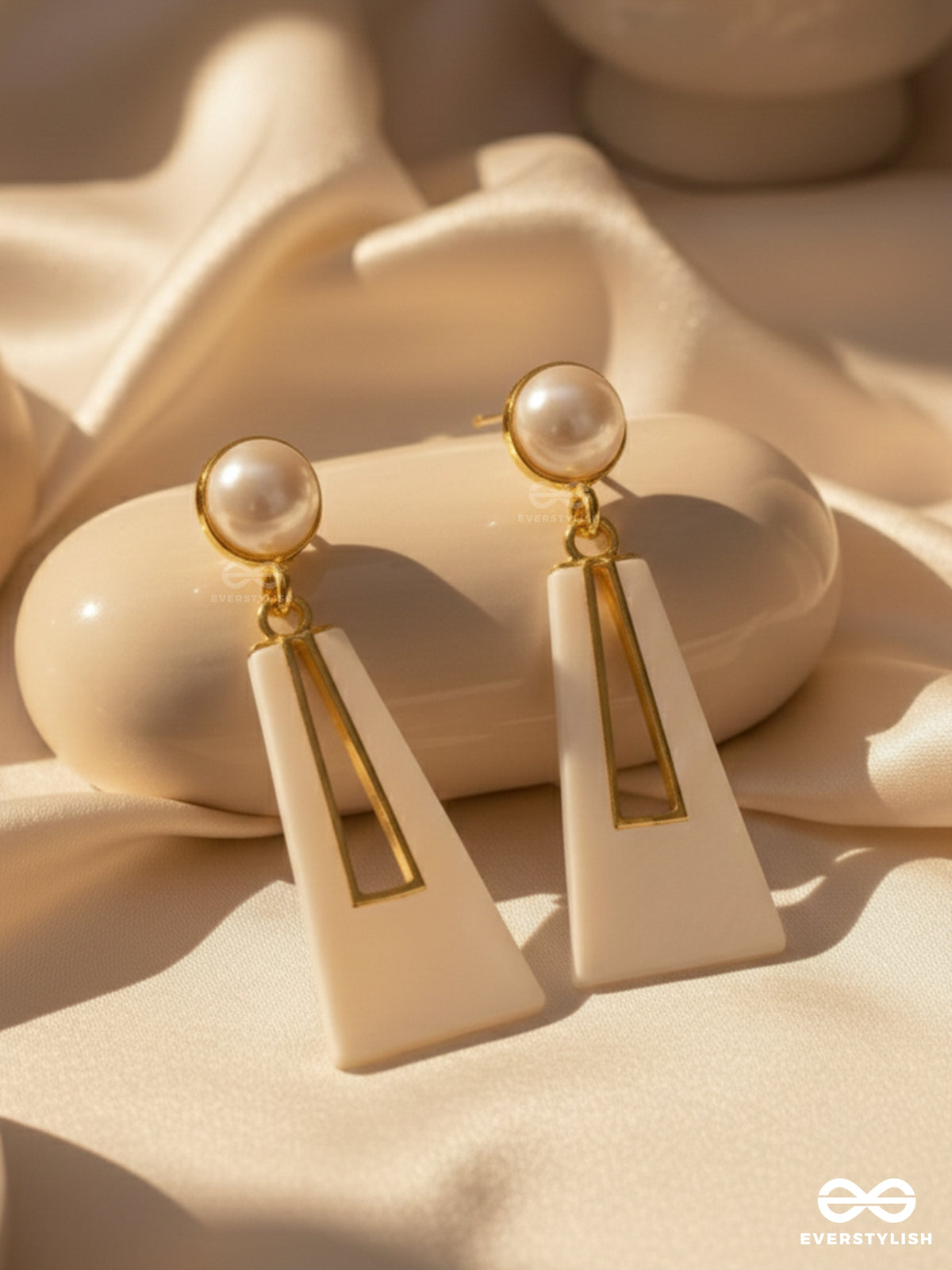 A Sass A Day - White & Golden Drop Earrings