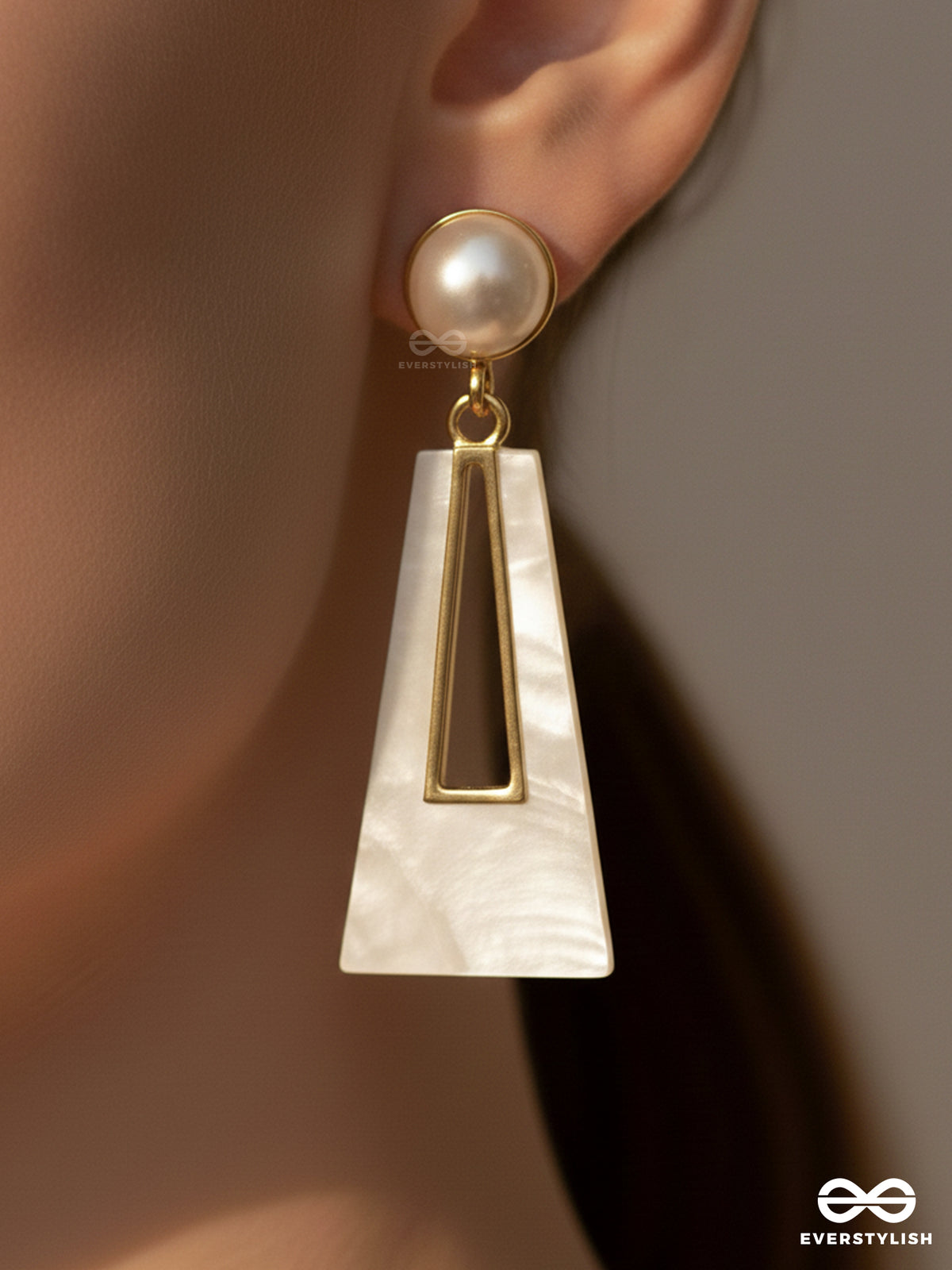 A Sass A Day - White & Golden Drop Earrings
