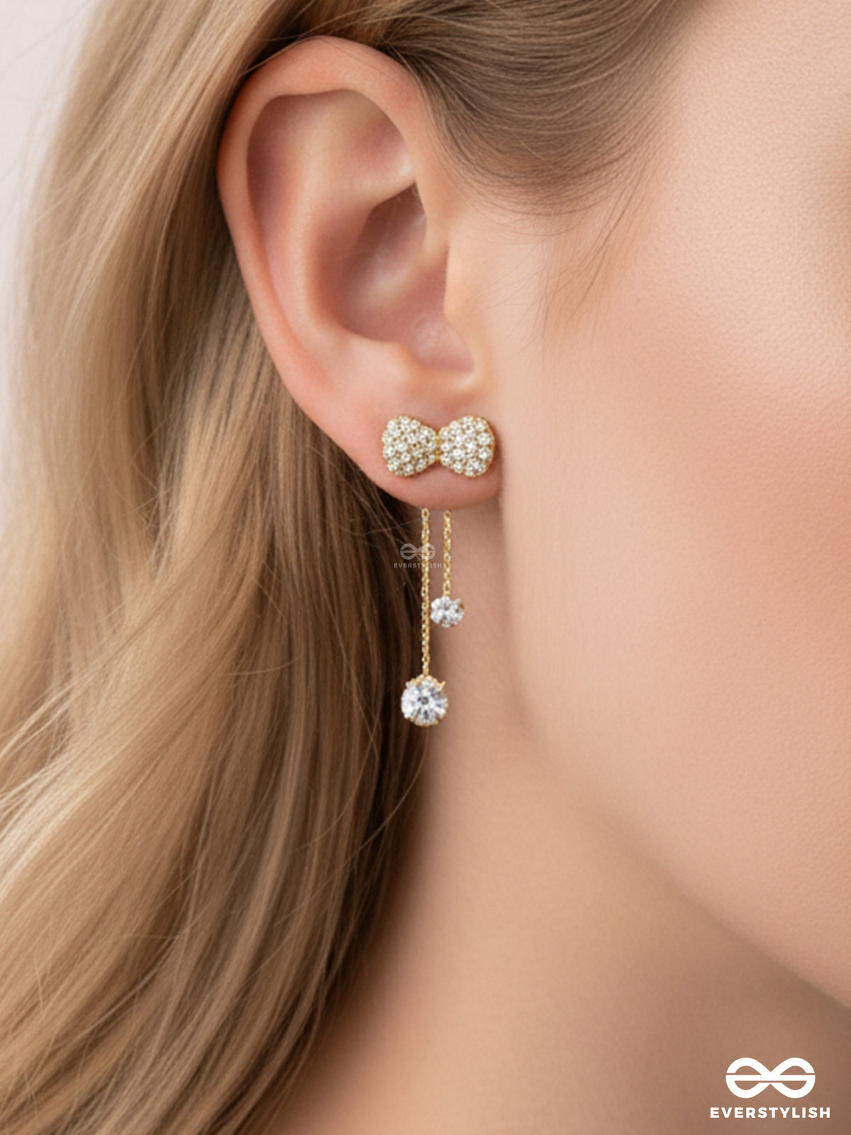 Blingy Bows - Golden Sparkling Earjackets
