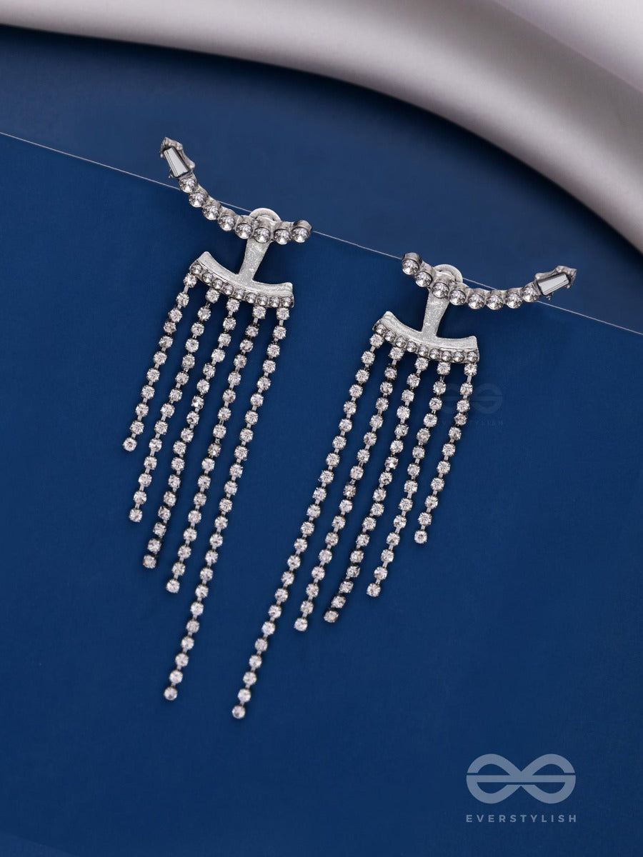 Studded-De-Luxe - Silver Sparkling Ear Jackets