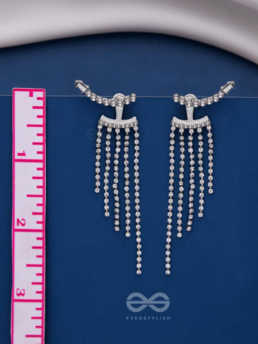 Studded-De-Luxe - Silver Sparkling Ear Jackets