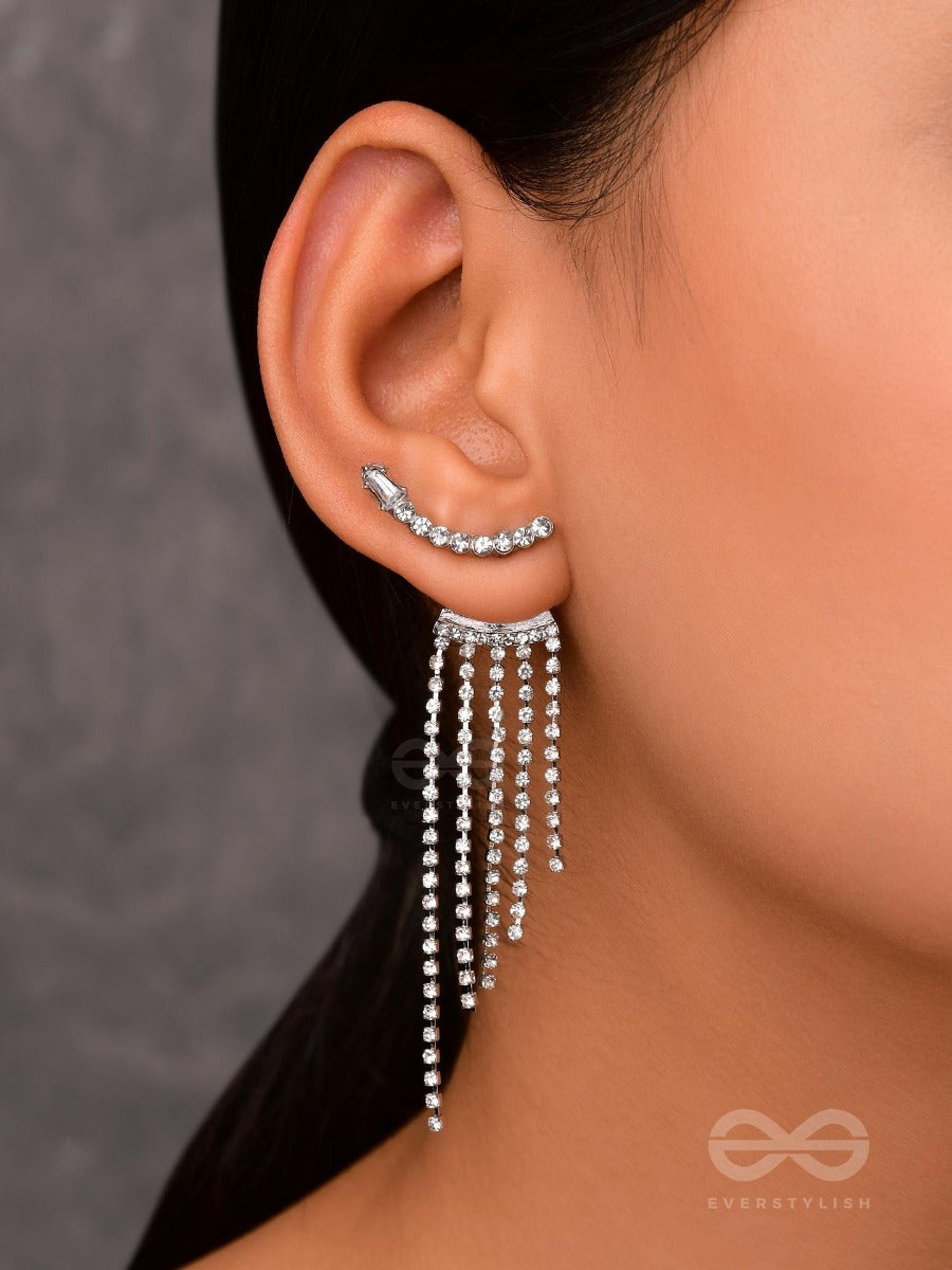 Studded-De-Luxe - Silver Sparkling Ear Jackets